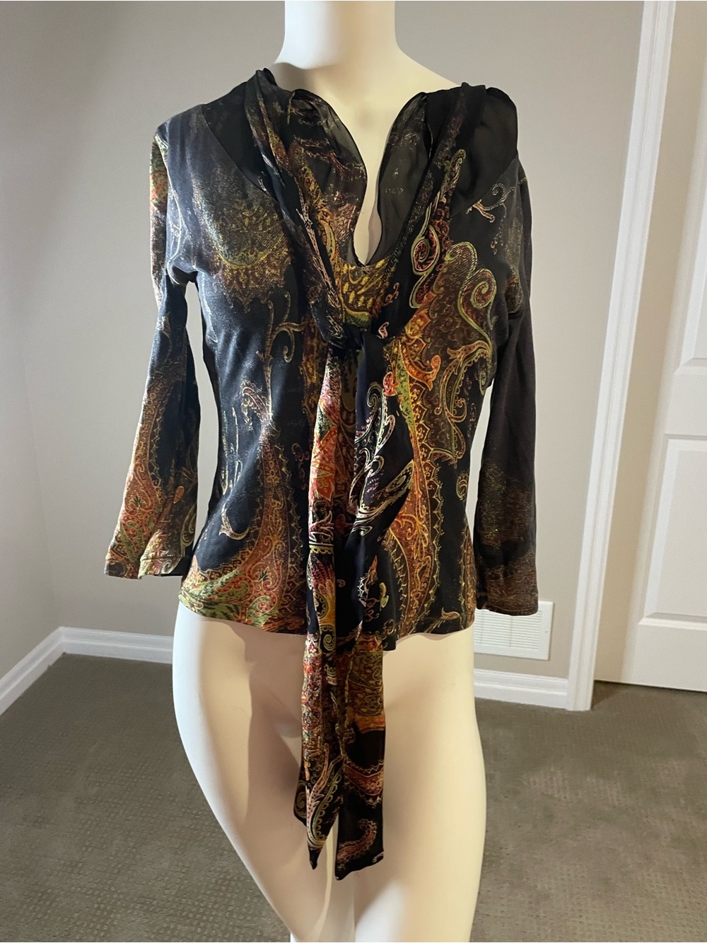 Vintage Roberto CavelliTie-Neck Blouse with Scarf Detail